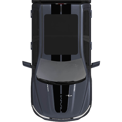 Hood and Roof Dual Central Stripes Vinyl Decals Stickers Graphics for Dodge Ram 1500 REV #2