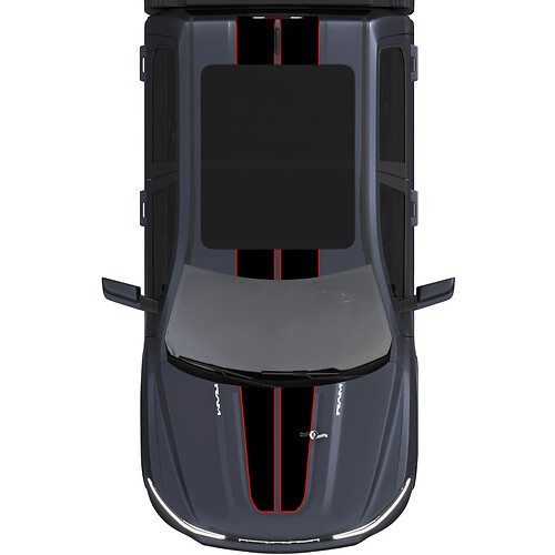 Hood and Roof Dual Central Stripes for Dodge RAM 1500 REV Vinyl Decals Stickers Graphics 3