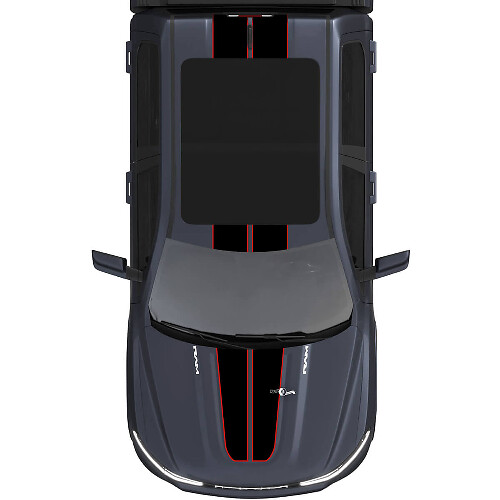 Hood and Roof Dual Central Stripes Vinyl Decals Stickers Graphics for Dodge Ram 1500 REV #3