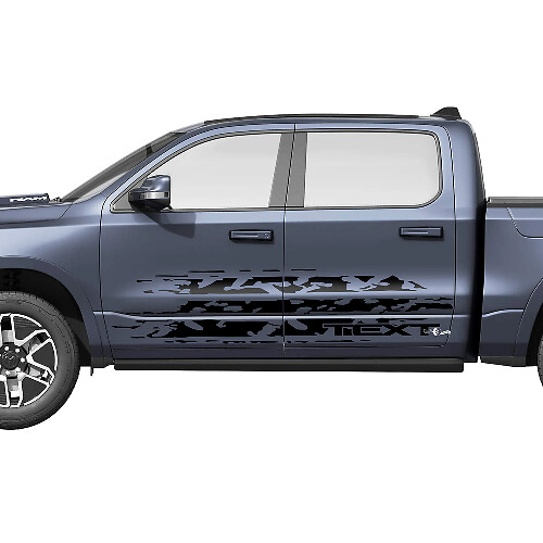 Distressed Style Side Vinyl Decals KIt for Dodge Ram 1500 REV