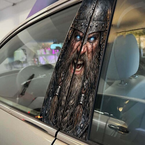Viking Warrior Face Door Pillar Vinyl Decal Set_1