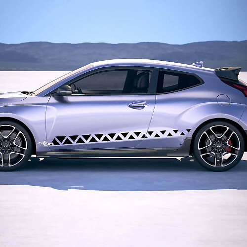 2x Door Side Crankle Racing Stripes Vinyl Stickers Decal fit to Hyundai Veloster 