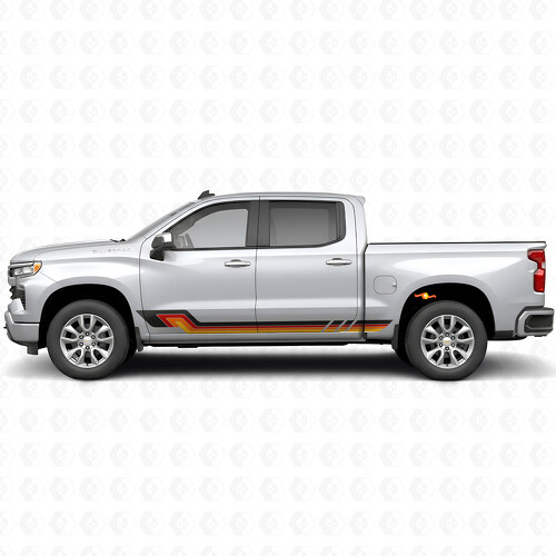 Retro Parallel Door & Rocker Panel Vinyl Stripes for Chevrolet Silverado 1500 T1XX 2019-2026