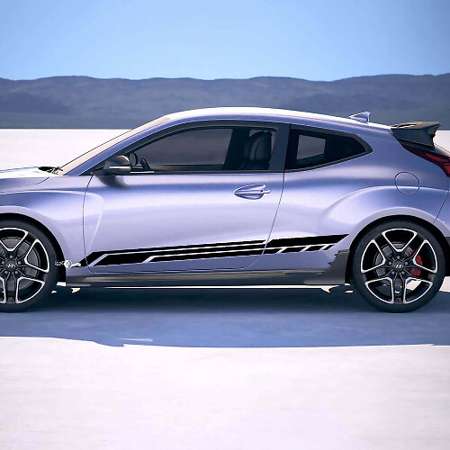 2x Door Side Racing Stripes Vinyl Stickers Decal fit to Hyundai Veloster