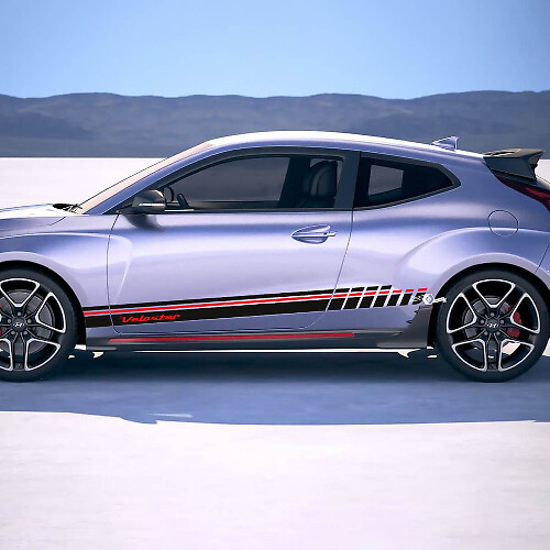 Side Racing Strobe Stripes Vinyl Stickers Decal fit to Hyundai Veloster