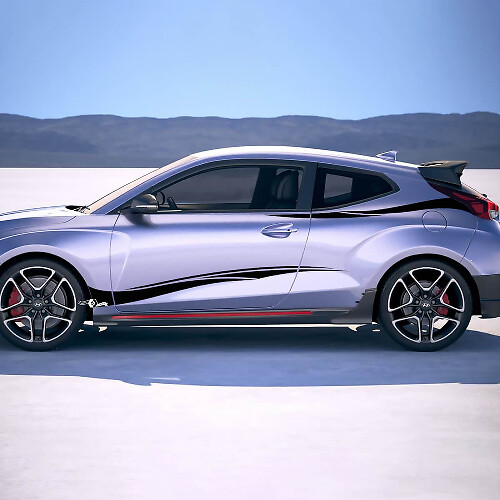 2x Door Side Wave Racing Stripes Vinyl Stickers Decal fit to Hyundai Veloster