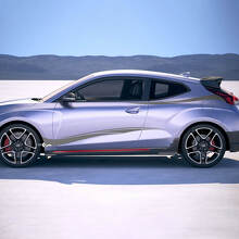 2x Door Side Wave Racing Stripes Vinyl Stickers Decal fit to Hyundai Veloster 2