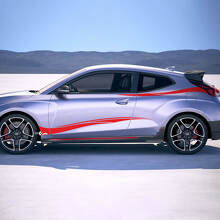 2x Door Side Wave Racing Stripes Vinyl Stickers Decal fit to Hyundai Veloster 3