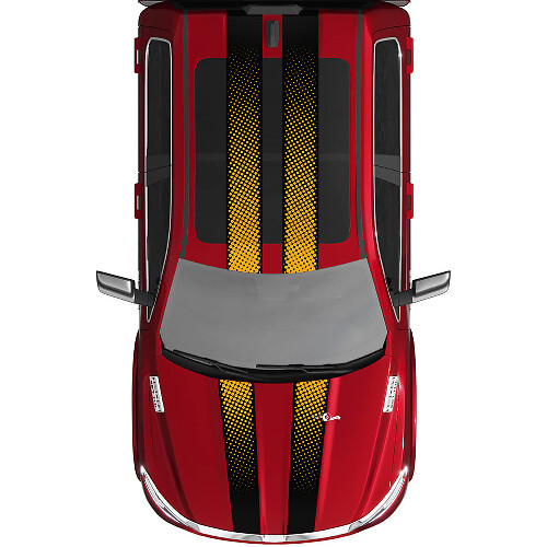 Dual Perforated Style Stripes Hood Roof Vinyl Decal Sticker for RAM 1500 Tungsten