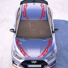 Hood and Roof Tribal Racing Stripes Vinyl Stickers Decal fit to Hyundai Veloster 2