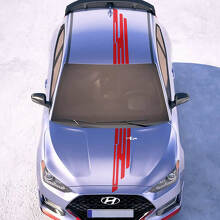 Hood and Roof Central Wing Racing Stripes Vinyl Stickers Decal fit to Hyundai Veloster 2 3