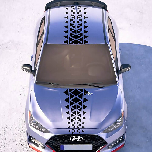 Hood and Roof Central Ornament Racing Stripes Vinyl Stickers Decal fit to Hyundai Veloster 1