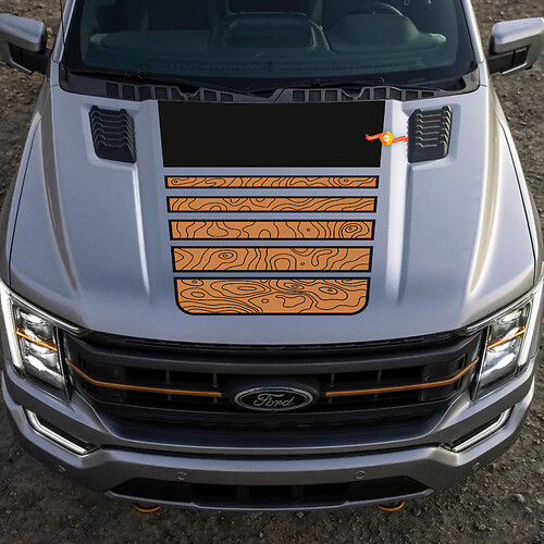 Ford F-150 Tremor Pickup Hood Central Graphics Topographic Map Ford Vinyl Decals 2 Colors