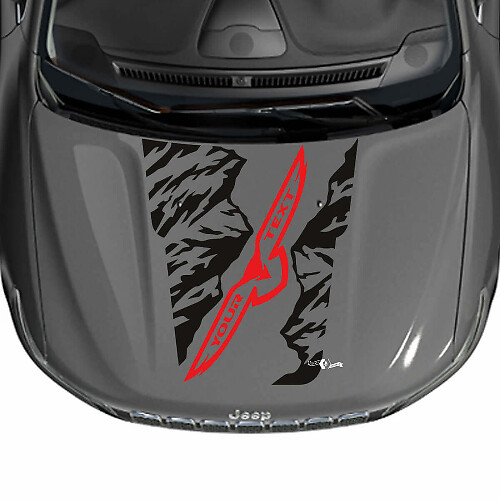 Mountains Eagle Hood Vinyl Decal Sticker Graphic for Jeep Cherokee Trailhawk