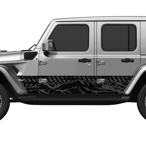 Tire Tracks Mountain Splash Side Doors Vinyl Decal Sticker 2 for Jeep Wrangler