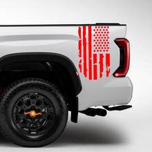 Pair Toyota Tundra Bed Side Rear Fender Destroyed Grange USA Flag Logo Stripes Vinyl Stickers Decal 2 2