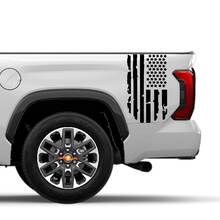 Pair Toyota Tundra Bed Side Rear Fender Destroyed Grange USA Flag Logo Stripes Vinyl Stickers Decal 2 3