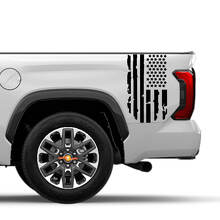 Pair Toyota Tundra Bed Side Rear Fender Destroyed Grange USA Flag Logo Stripes Vinyl Stickers Decal 2 3