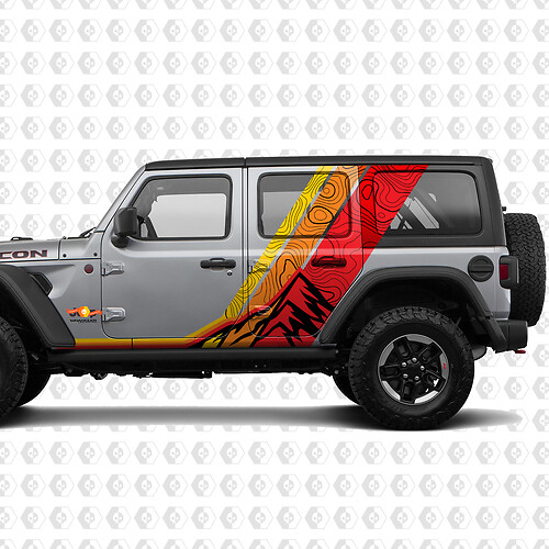 Mountains Topographic Map Retro Vintage Side Doors Stripe Kit fit for Jeep Wrangler