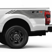FX4 Topographic Map Bed Side Stripes Decal Kit Vinyl Sticker Set Side Graphics for Ford Trucks 2