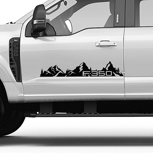 Mountains Trees Bed Side Doors Stripes Decal Kit Vinyl Sticker Set Side Graphics for Ford F-350