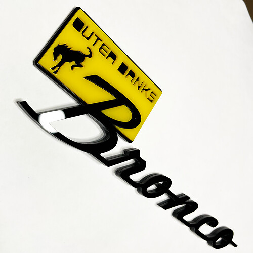Bronco Outer Banks Fender Badges Tailgate Emblem 3D Badge Yellow vs Black