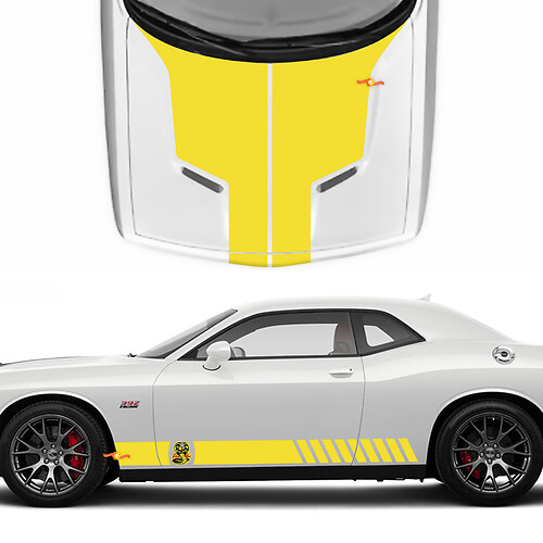 Hood Side Decals for Dodge Challenger Cobra Kai Style Vinyl Racing Decal Sticker