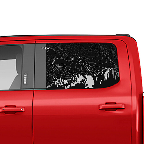 Mountains Topographic Map Side Window Decal Vinyl Sticker Graphics for Ford