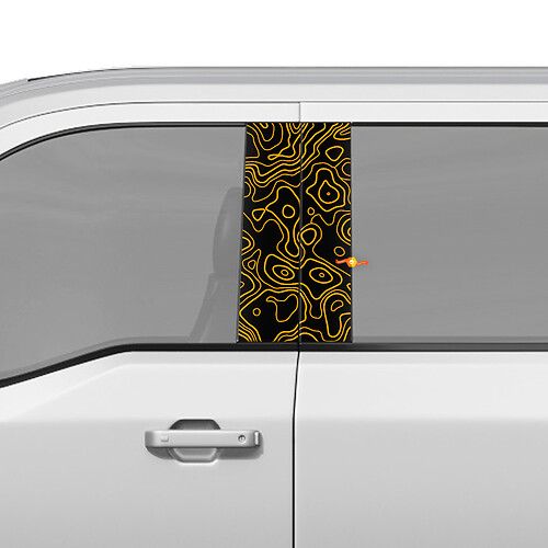 Topographic map Pillar Doors Car Decal Vinyl Sticker Wrap
