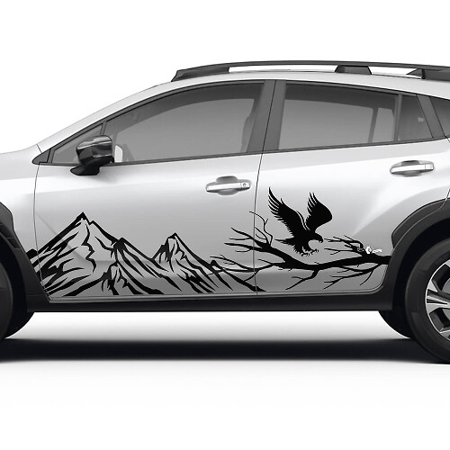 Side Doors Landscape Mountains Eagle Vinyl Decal Graphic Sticker for Subaru