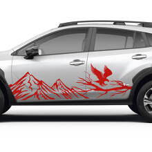 Side Doors Landscape Mountains Eagle Vinyl Decal Graphic Sticker for Subaru 2