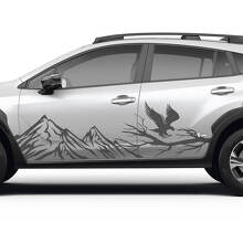 Side Doors Landscape Mountains Eagle Vinyl Decal Graphic Sticker for Subaru 3