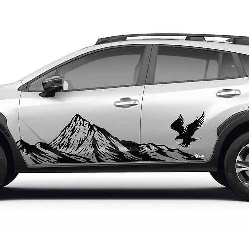 Side Doors Landscape Mountains Eagle Vinyl Decal Graphic Sticker for Subaru Crosstrek