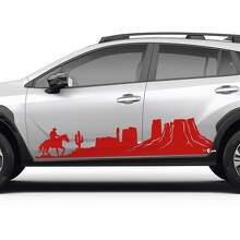 Side Doors Landscape Mountains Cowboy Vinyl Decal Graphic Sticker for Subaru 2