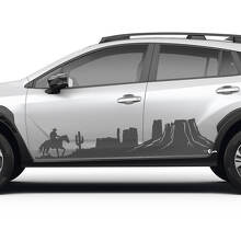 Side Doors Landscape Mountains Cowboy Vinyl Decal Graphic Sticker for Subaru 3