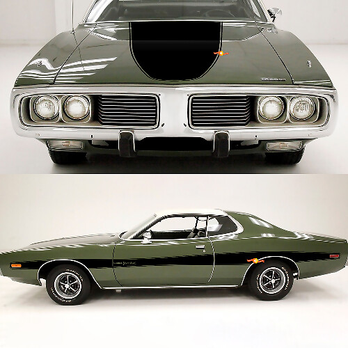 Accent Hood & Side Stripes Vinyl Decals Kit for Dodge Charger 1973-74 
