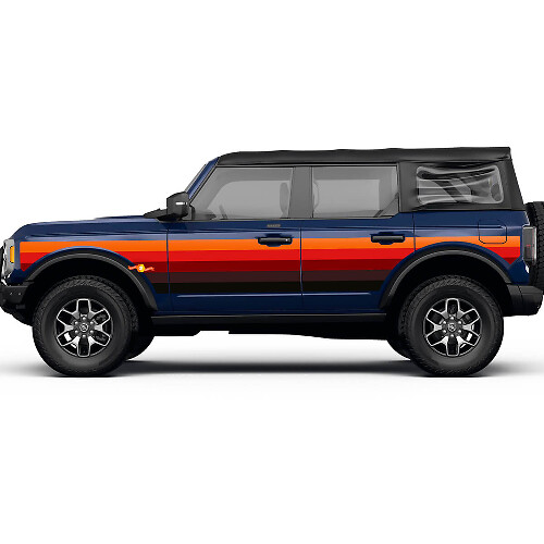 Pair Side Door Retro Vintage Stripes Decal Vinyl Sticker Graphics for Ford Bronco