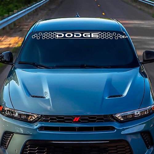 Windshield Honeycomb Banner Decal Sticker - Custom Vinyl Graphics fit to Dodge Hornet