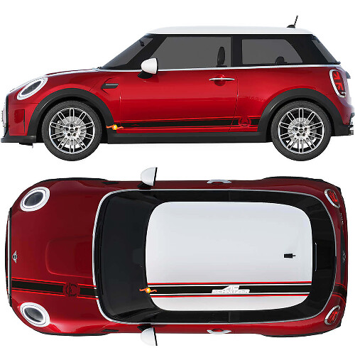 AC Schnitzer Style Hood Roof Side Stripes Vinyl Decal Kit For MINI Cooper 