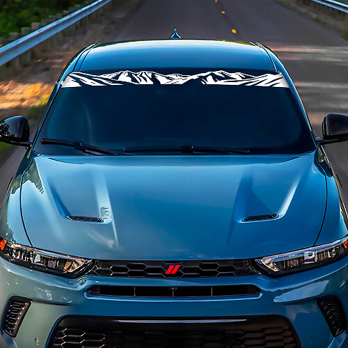 Windshield Mountains Banner Decal Sticker - Custom Vinyl Graphics fit to Dodge Hornet