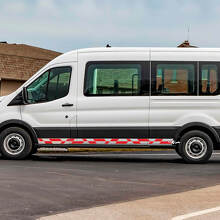 Checkered Side Stripes Vinyl Decals for Ford Transit 3