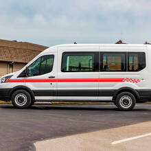 Checkered Side Stripes Vinyl Decals Stickers for Ford Transit 3