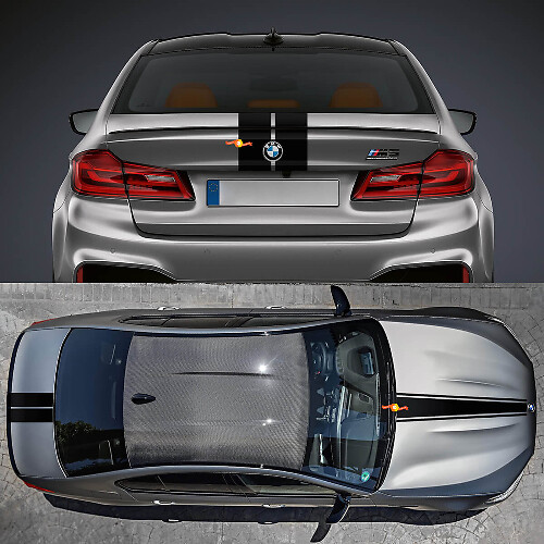 Racing Stripes Hood and Trunk Vinyl Decal Kit for BMW M5 G90