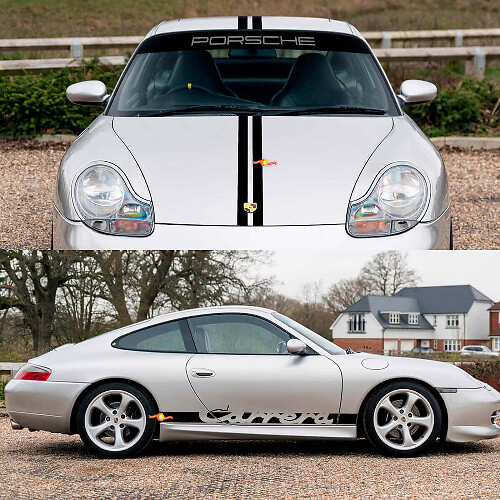 Porsche 911 Carrera Stripes Retro Hood Side Windshield Decal Sticker Kit 1