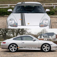 Porsche 911 Carrera Dual Stripes Retro Hood Side Windshield Decal Sticker Kit 2