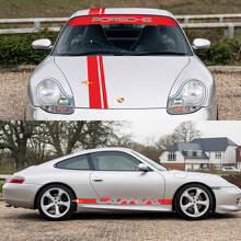 Porsche 911 Carrera Dual Stripes Retro Hood Side Windshield Decal Sticker Kit 3