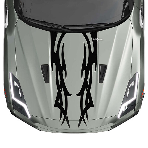 Hood Dual Tribal Graphics Stripes Decal Kit for Nissan GT-R