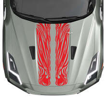 Flame Hood Dual Tribal Graphics Stripes Decal Kit for Nissan GT-R 3