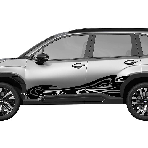 Side Doors Wave Racing Stripes Vinyl Decal Sticker for Subaru Forester 1