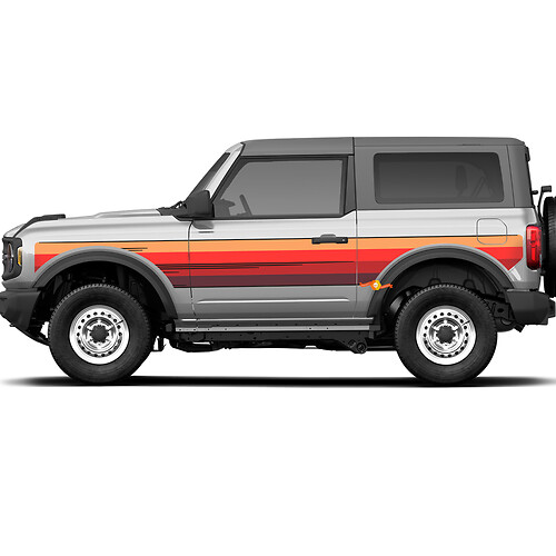Pair Side Door Retro Vintage Stripes Vinyl Decals Stickers for Ford Bronco 2